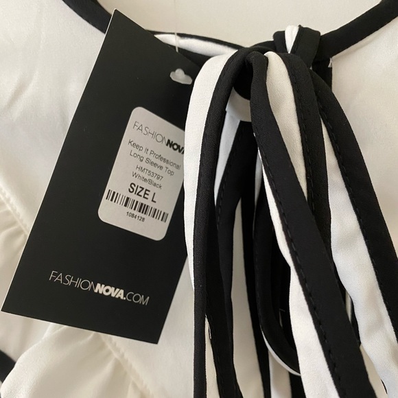 Fashion Nova - White & Black Ruffle Top - Picture 5 of 8